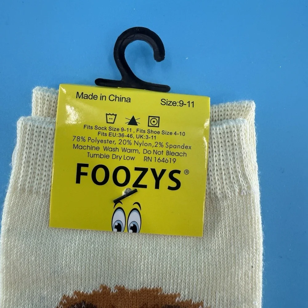 Foozys Chow Chow Dog Crew Socks Cream Canine Collection Size 9–11 New